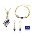 Elegant gold-plated jewelry set with marquise deep blue crystals and white diamonds - Gold Royal Blue