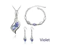 Violet marquise crystal jewelry set including necklace, bracelet and drop earrings - Silver Violet