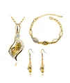 Golden yellow marquise crystal jewelry set including necklace, bracelet and earrings - Gold Yellow