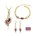 Grape purple marquise crystal jewelry set with necklace bracelet and earrings - Gold Grape Purple