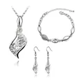 Elegant silver-tone jewelry set with marquise crystal teardrop necklace and earrings - Silver Crystal White