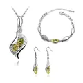 Crystal yellow marquise cut jewelry set with necklace bracelet and earrings - Silver Golden Yellow