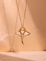 Collar con colgante de raya dorada e incrustación de nácar blanco sobre piedra - Forma de Manta Raya / Blanco