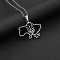 Macro shot of polished stainless steel Ukraine map necklace with trident logo - Map Trident Style (钢色项链B) / Steel