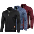 Pulls en maille élégants pour hommes avec fermeture éclair en noir, bleu et rouge. - S / Noir (Bleu Marine) Rouge Vin