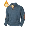 Sweat-shirt décontracté bleu pour homme avec col montant, patte de boutonnage et doublure polaire. - M / Bleu Denim