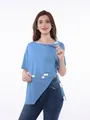 Camiseta médica azul para quimioterapia con broches laterales para cuidados postoperatorios - S / Azul