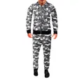 Herren-Sport-Trainingsanzug im Camouflage-Design mit Kapuzenjacke und passender Hose. - Hellgraues Camouflage
