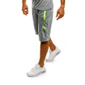 Pantaloncini sportivi grigi da uomo con dettagli verde neon per fitness e allenamento - M / Grigio chiaro