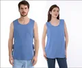 Unisex blue adaptive sleeveless recovery shirt with side snaps for post-surgery - S / Blue