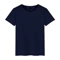 Classic plain dark navy blue short-sleeved cotton T-shirt for men with round neck design - Navy Blue