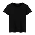 Classic black short-sleeved t-shirt for youth, plain minimalist cotton crew neck design - S / Black