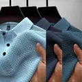 Herren Mesh Eisseide Poloshirts in drei Farben mit atmungsaktiver Strickstruktur - S / Hellblau, Marineblau Und Denimblau