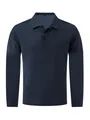 Detailed view of navy blue men's long sleeve polo shirt with breathable mesh fabric - Navy Blue