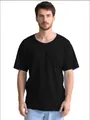 T-shirt adaptatif noir post-chirurgie pour homme avec boutons-pression et poche - S / Noir
