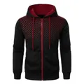Sweat à capuche zippé pour homme noir et rouge avec motif à pois dégradé - M / Noir