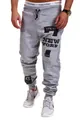 Men's grey hip hop joggers featuring New York graphic print and drawstring waist - M / Light Gray