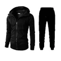 Schwarzer Herren-Trainingsanzug mit Kapuzenjacke und Jogginghose - S / Schwarz (Sakko Und Hose)