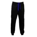 Pantaloni jogger neri premium da uomo slim-fit con cordoncino blu a contrasto. - M / Nero e Blu