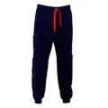 Pantaloni della tuta slim blu navy da uomo con coulisse rossa a contrasto su bianco - M / Blu Marino + Rosso