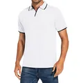 Classica polo bianca da uomo con eleganti dettagli neri sul colletto e sulle maniche - Taglia S / Top / Bianco