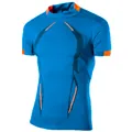 Blue quick-drying sports compression T-shirt for men with orange accents - Sapphire Blue
