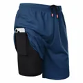 Detalle de pantalones cortos de running 2 en 1 para hombre con bolsillo para el teléfono - S / Azul Marino