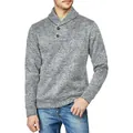 Maglione casual da uomo con collo a scialle in maglia grigia melange - S / Grigio chiaro