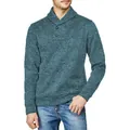 Elegante maglione da uomo blu petrolio con collo a scialle e bottoni a maniche lunghe - Blu Denim