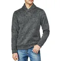 Maglione casual da uomo con collo a scialle grigio melange e bottoni eleganti - S / Grigio Scuro
