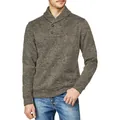 Maglione da uomo grigio mélange con collo a scialle e bottoni a maniche lunghe - S / caffè