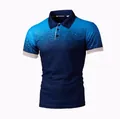 Vorderansicht eines Herren-Poloshirts mit blauem Farbverlauf und 3D-Punktdruck - XL / Marineblau-Weiß-Verlauf