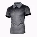 Detailansicht eines Herren Polo-Shirts in Slim Fit mit grau-schwarzem Farbverlauf - S / Dunkelgrau-Schwarz-Verlauf