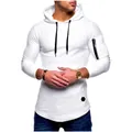 Dettaglio felpa uomo bianca jacquard con cappuccio e tasca con zip sulla manica - M / Bianco