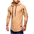 Felpa con cappuccio jacquard premium uomo cammello con zip sulla manica e vestibilità - M / Cachi