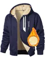 Dettaglio felpa con cappuccio blu navy da uomo con calda fodera in pile spessa - S / Blu Notte