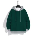 Premium men's hooded sweatshirt in dark green and grey stylish color block design - S / Dark Green/Gray