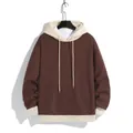 Sweat à capuche décontracté pour hommes en version bicolore marron et crème beige - S / Hauts / Café