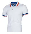 Polo de verano de manga corta para hombre con cuello acanalado a rayas en blanco. - S / Blanco