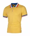 Polo de hombre amarillo de manga corta con cuello y puños a rayas rojo blanco azul - S / Amarillo