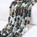 Natural irregular Indian agate beads in green and reddish tones for DIY jewelry - India Agate