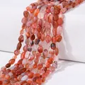 Irregular carnelian stone beads for DIY jewelry making in vibrant orange and red hues - Rose Red
