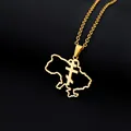 Macro detail of gold stainless steel Ukraine map pendant with Orthodox cross - Map Cross Style (金色项链G) / Gold