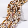 Polished irregular natural wood fossil stone beads for DIY jewelry making and crafts - Crazy Agate
