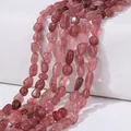 Irregular pink quartz beads strands for DIY jewelry making with translucent finish - Strawberry