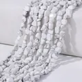 Polished irregular white howlite stone beads with grey marble texture for DIY jewelry - White Howlite
