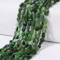 Deep green irregular natural stone beads on string for DIY jewelry making - Russian Jasper