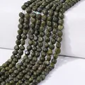 Deep green irregular round natural stone beads for DIY jewelry making and necklaces - Green Ore