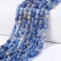 Irregular blue gemstone spacer beads for DIY jewelry making and necklace assembly - Blue Aventurine