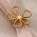 Macro detail showing the texture of a hollow gold flower ring made of titanium steel - Large Daisy Hollow Ring (JZ7032) / Gold